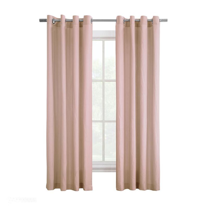 Habitat Harmony Light Filtering Crinkled Texture on Supple Drapeable Flowing Fabric Grommet Curtain Panel 52" x 63" Rose