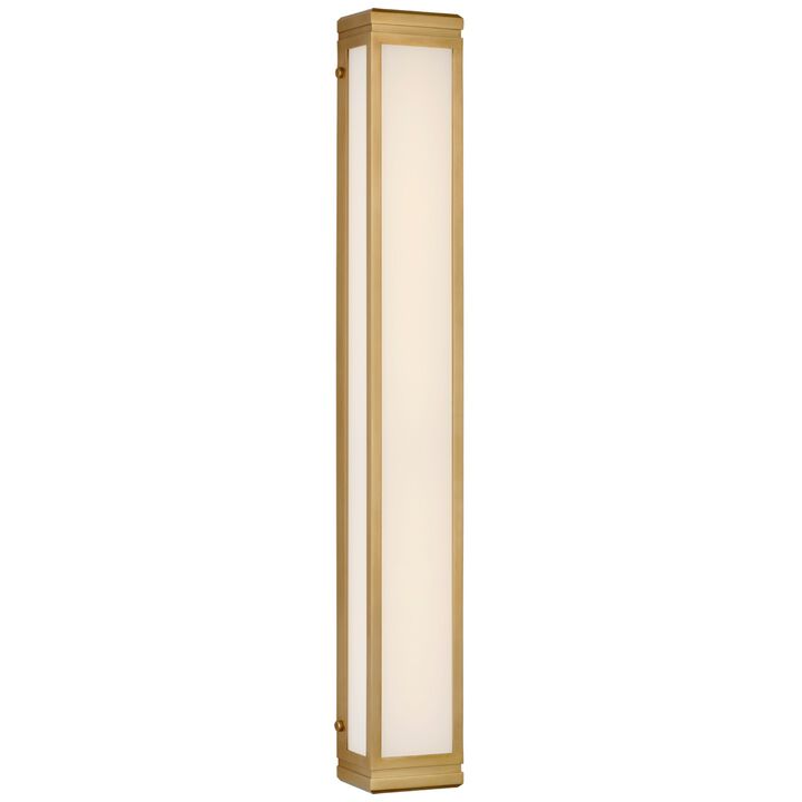 Hayles 34" Bath Light in Natural Brass with White Glass