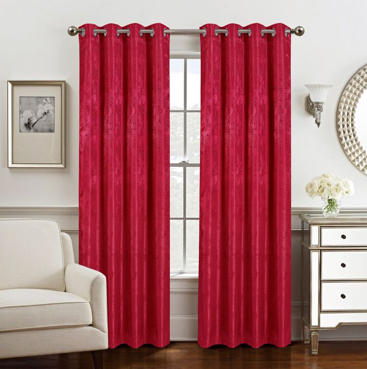 Olivia Gray Roxy Two Tone Jacquard Grommet Single Panel - 54x84", Red