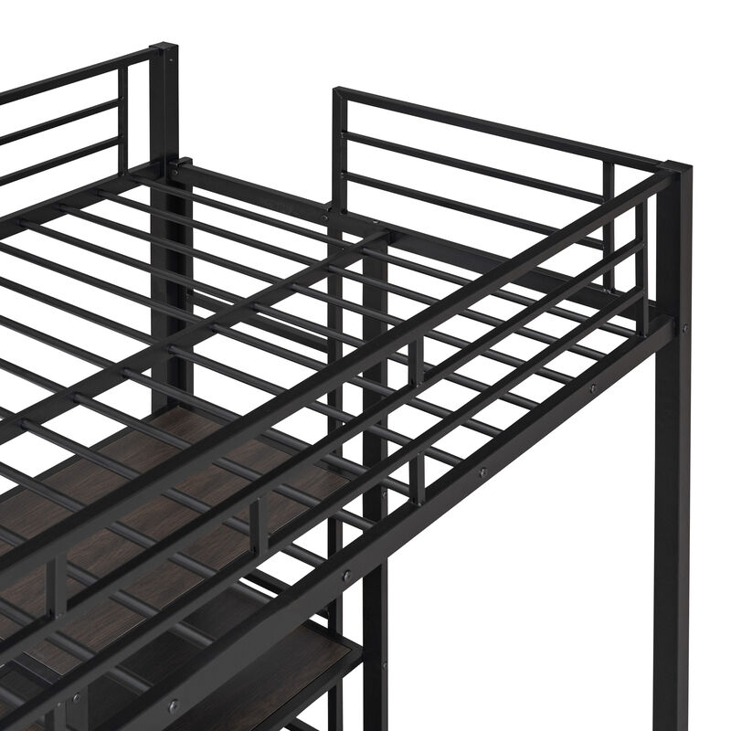 Merax Metal Loft Bed with Desk and Ladder