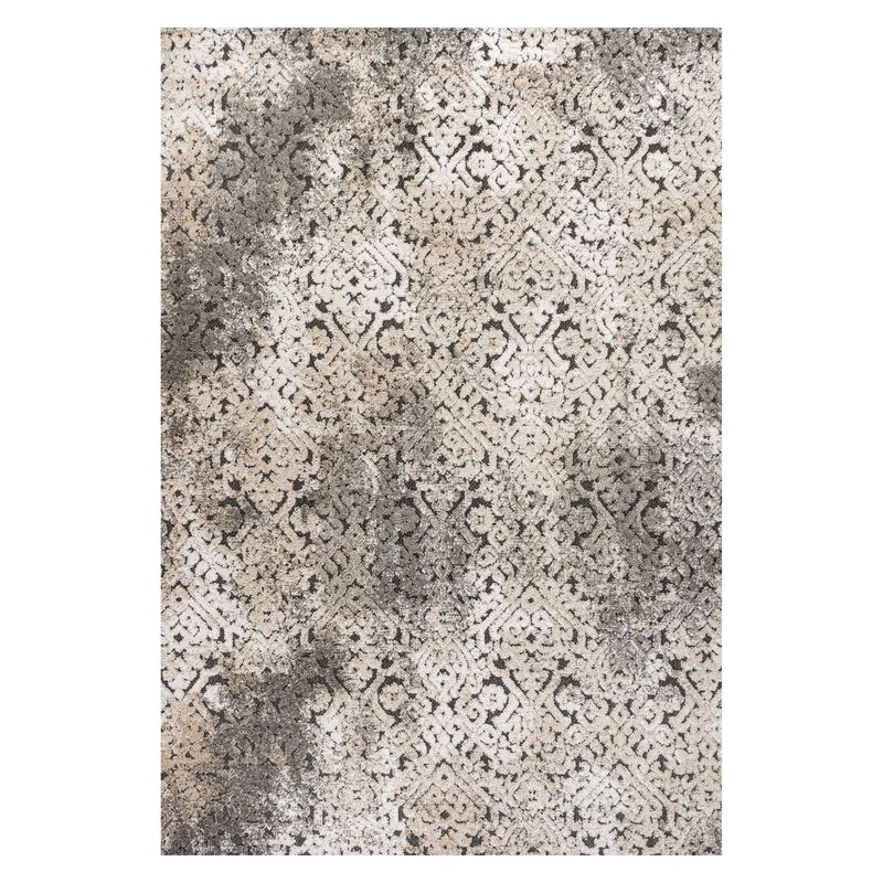 Duenas High-Low Shabby Damask Area Rug