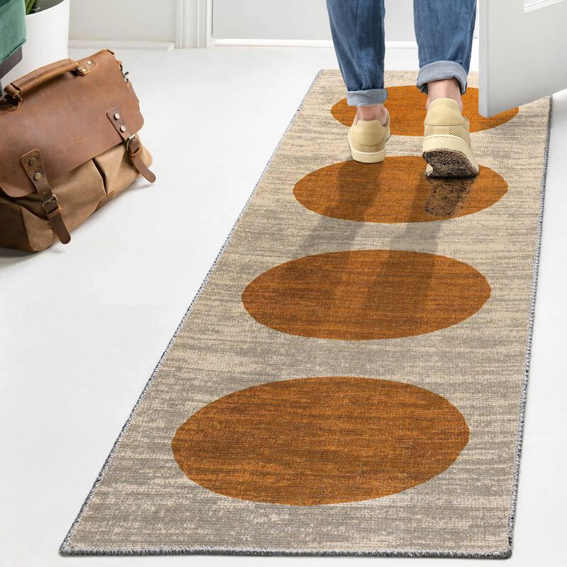 Cirkel Minimalist Geometric Dot Machine Washable Area Rug