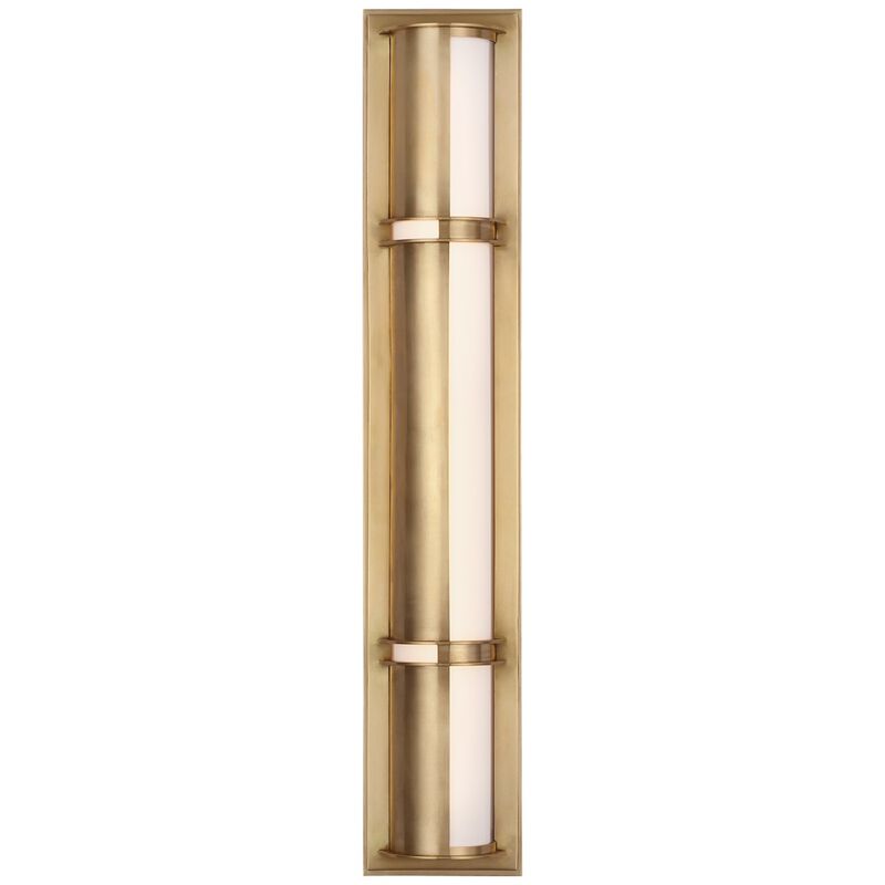 Strever 26" Shielded Bath Light in Natural Brass with White Glass