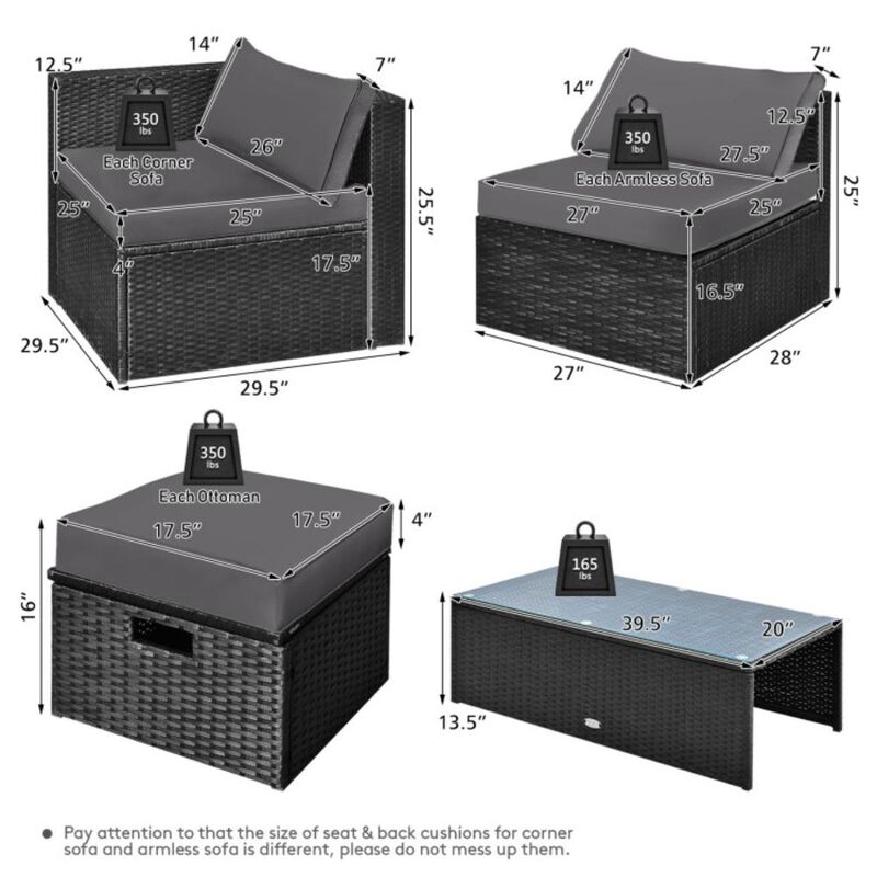 Hivvago 8 Pieces Patio Furniture Set with Storage Box and Waterproof Cover