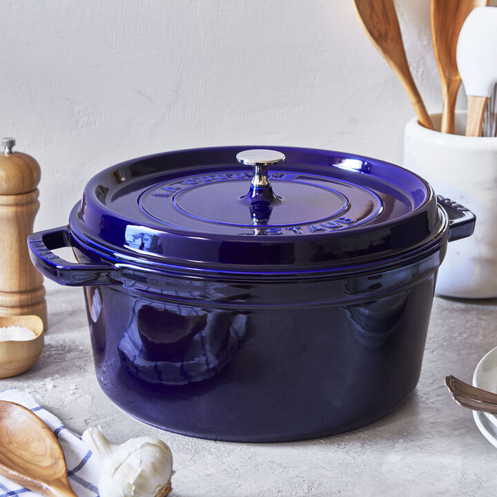 Staub Cast Iron 7-qt Round Cocotte - Basil