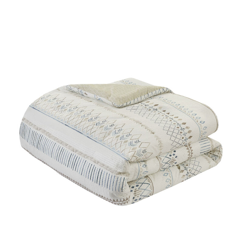 Gracie Mills Penny Southwest-Inspired 5 Piece Seersucker Comforter Set with Decorative Pillows