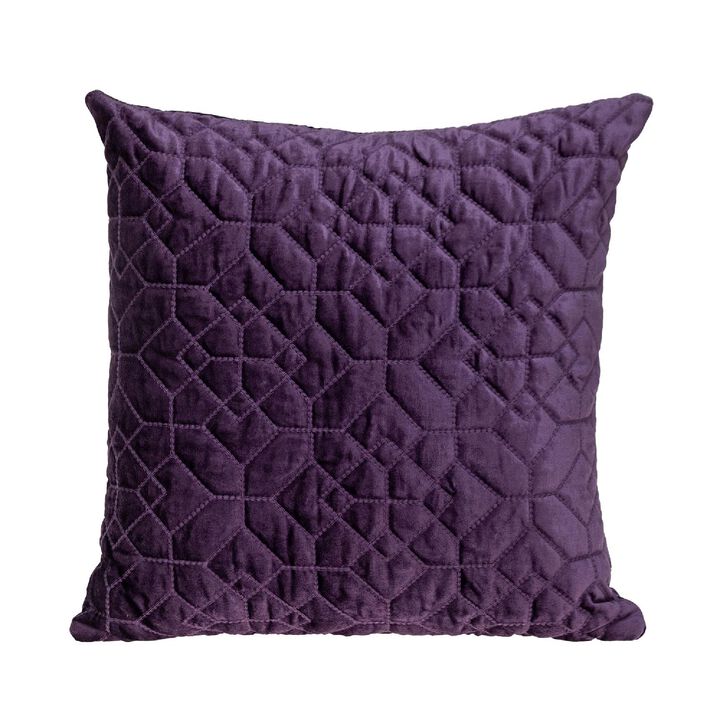 20" Purple Transitional Quilted Square Throw Pillow