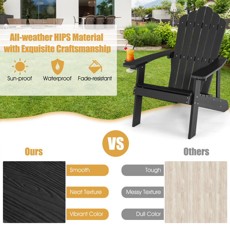 Weather Resistant HIPS Outdoor Adirondack Chair with Cup Holder