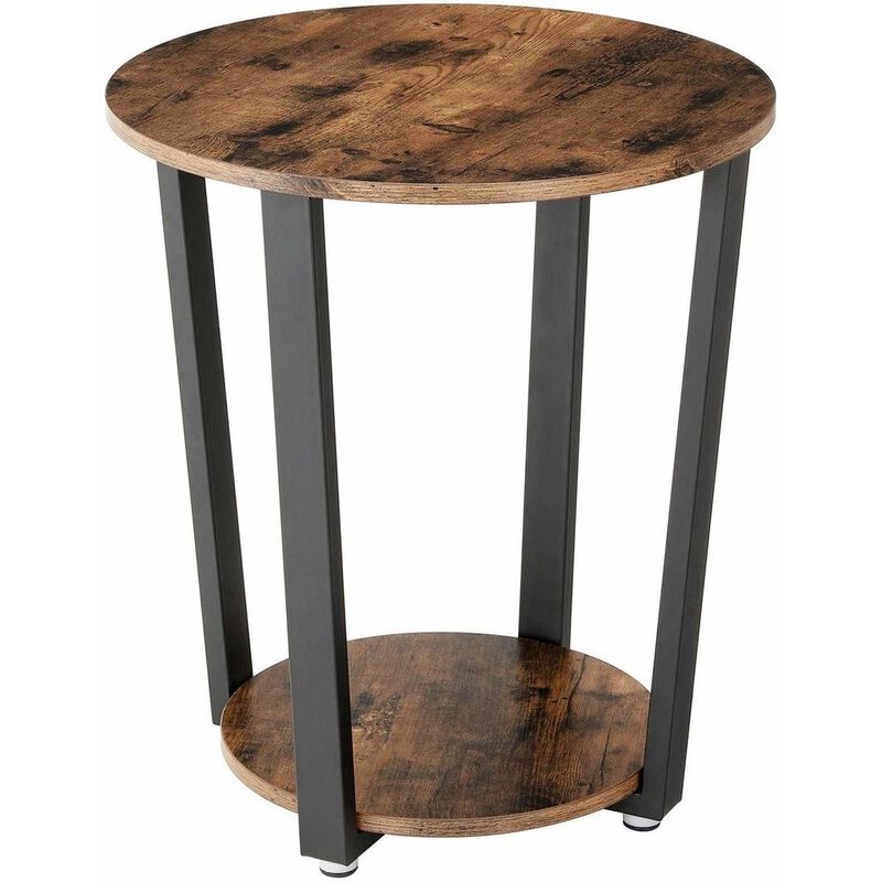 Hivvago Farmhouse Rustic Round Side Table Nightstand End Table