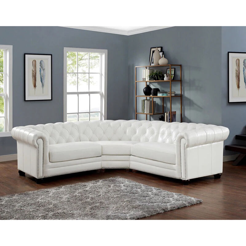 Aliso Top Grain Leather Symmetrical Chesterfield Sectional