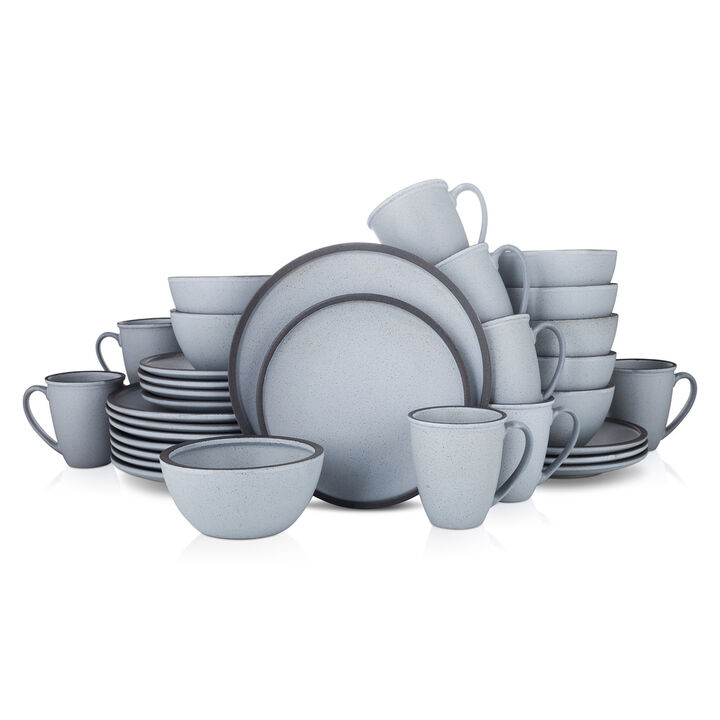 Stone Lain Tina Stoneware 16 Piece Dinnerware Set, Green and Beige