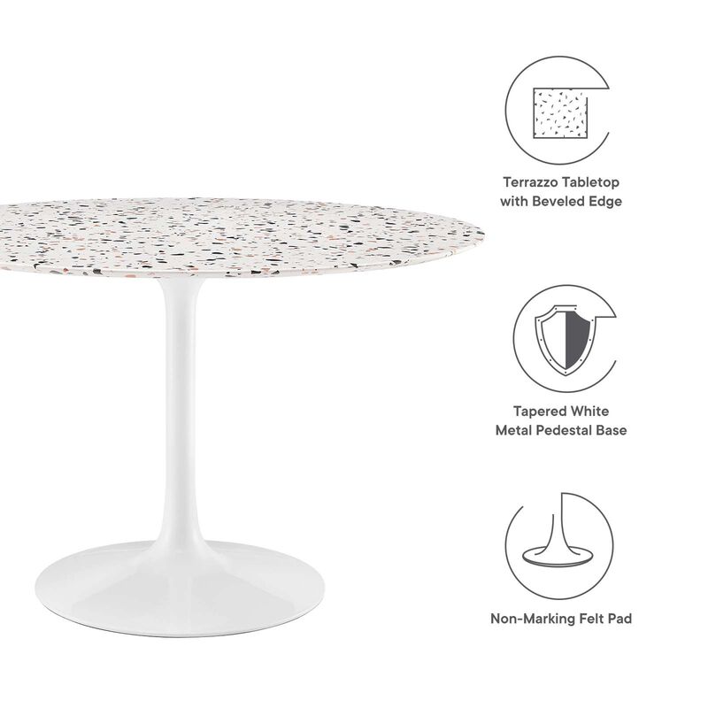 Modway - Lippa 48" Round Terrazzo Dining Table White White