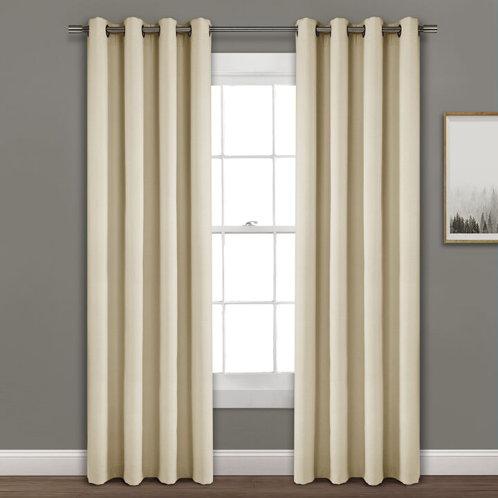 Faux Linen Absolute Grommet Blackout Window Curtain Panel