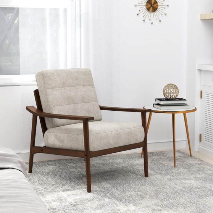 Hivvago Modern Accent Chair with Rubber Wood Armrests and Legs for Living Room
