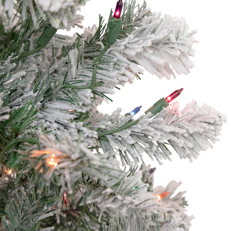 6.5' Pre-Lit Flocked Madison Pine Artificial Christmas Tree  Multi Lights