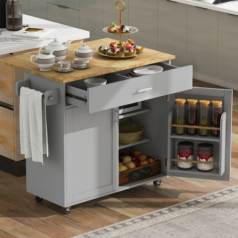 Merax Rolling Kitchen Island with Storage Kitchen Cart