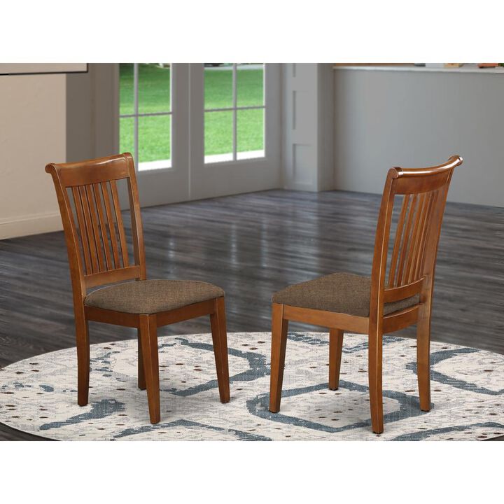 East West Furniture POC-SBR-C Portland slat back chair for kitchen with Fabric seat