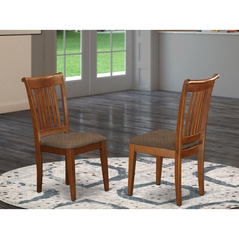 East West Furniture POC-SBR-C Portland slat back chair for kitchen with Fabric seat