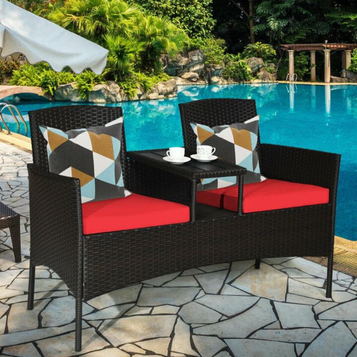 Hivvago Patented Modern Patio Set with Built-in Coffee Table and Cushions