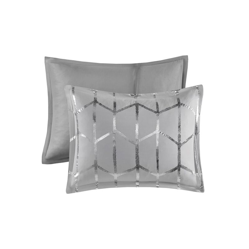 Gracie Mills Isabelle 5-Piece Metallic Geometric Comforter Set