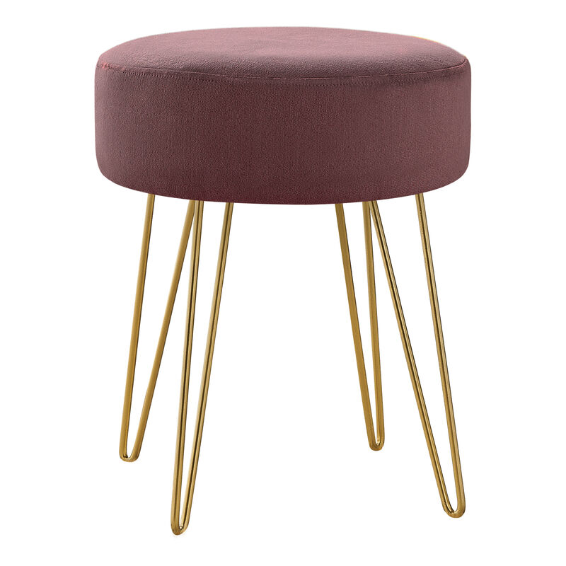 Monarch Specialties I 9000 Ottoman, Pouf, Footrest, Foot Stool, 14" Round, Fabric, Metal Legs, Contemporary, Modern