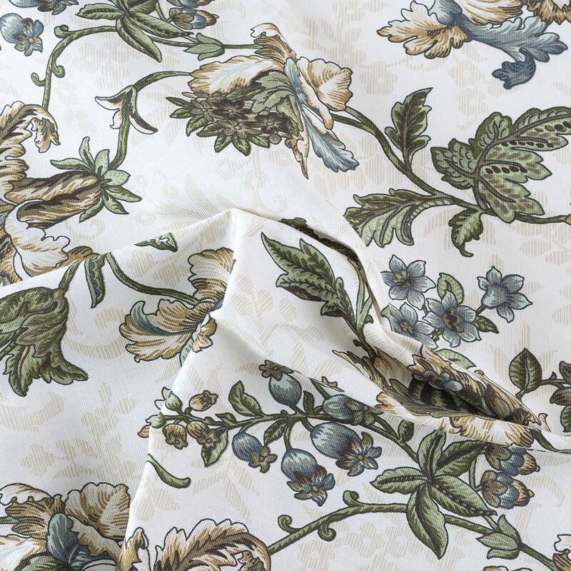 Ellis Curtain Madison Floral Design Printed Natural Ground 3" Rod Pocket Tailored Panel Pair