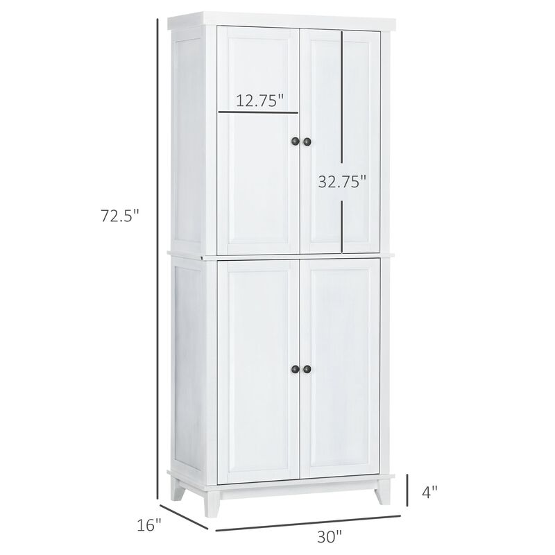 72.5" Pinewood Large Kitchen Pantry Storage Cabinet, Freestanding Cabinets with Doors and Shelves, Dining Room