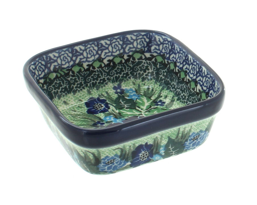 Blue Rose Polish Pottery Teresa Small Square Dish