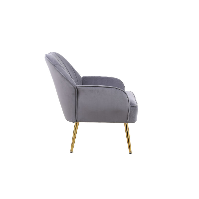 Modern Mid Century Chair velvet Sherpa Armchair for Living Room Bedroom Office Easy Assemble(ORANGE)
