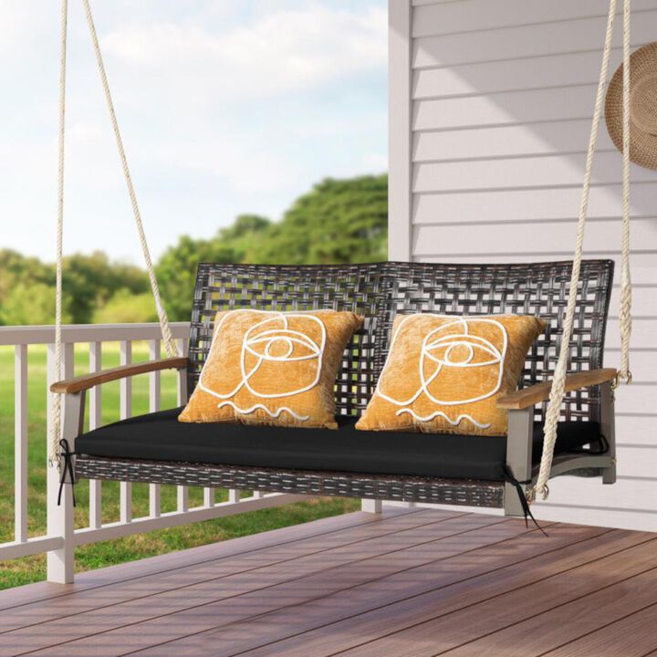 Hivvago 2-Person Rattan Hanging Porch Swing Chair