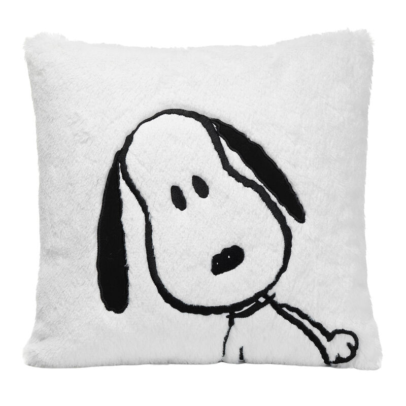 Lambs & Ivy Classic Snoopy White/Black Furry Decorative Nursery Throw Pillow