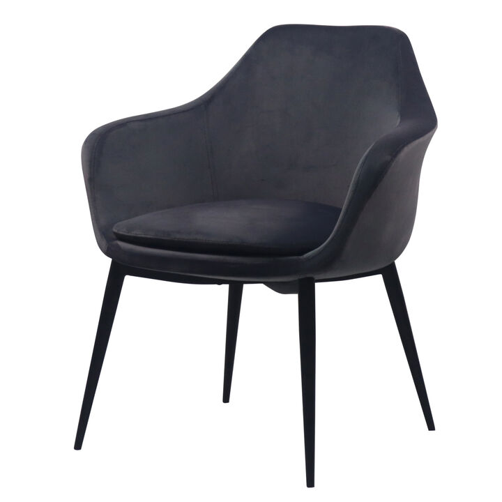 Wilson Modern Grey Velvet & Black Dining Chair