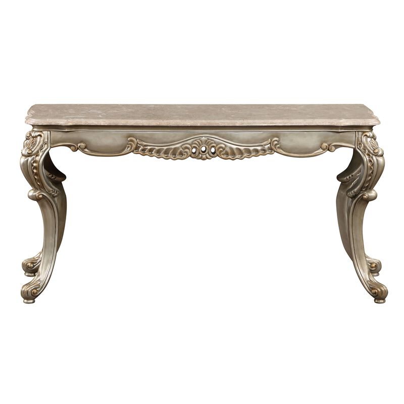 Miliani Sofa Table, Natural Marble & Antique Bronze Finish LV01785