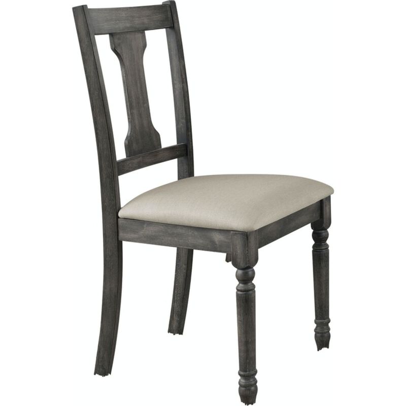Wallace Side Chair (Set-2) in Tan Linen & Weathered Gray