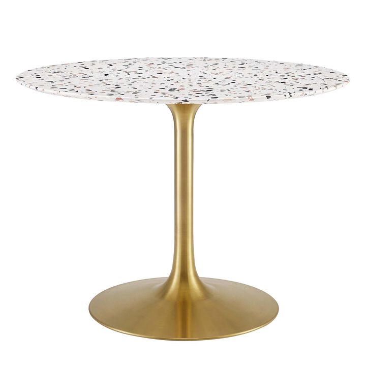 Modway - Lippa 40" Round Terrazzo Dining Table Gold White