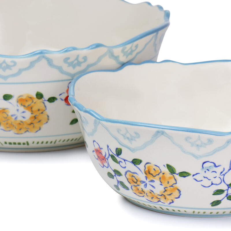 Gibson Elite Anaya 2 Piece Stoneware Hand Painted Bowl Set