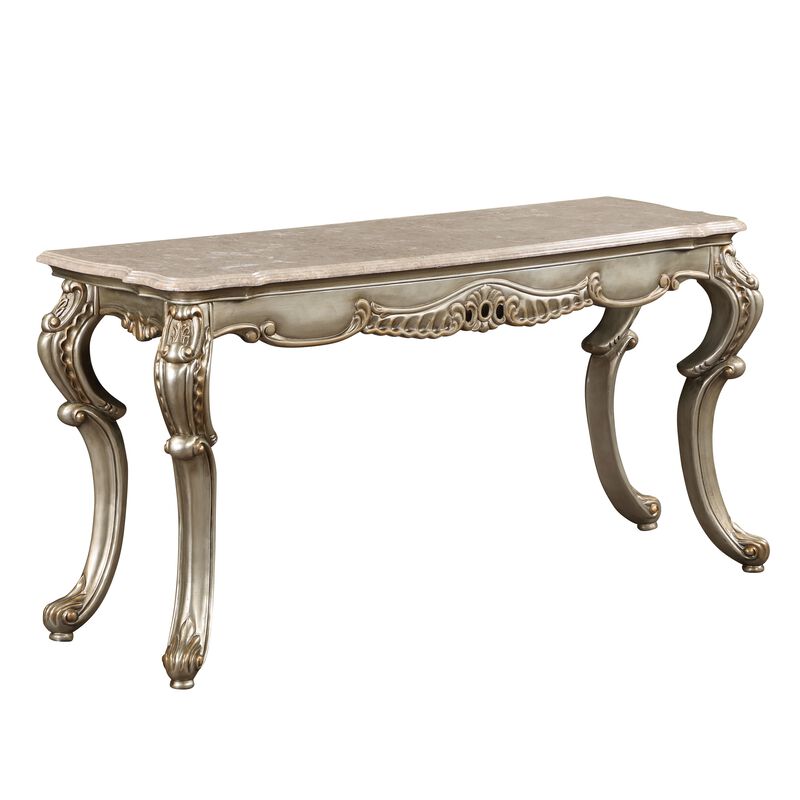 Miliani Sofa Table, Natural Marble & Antique Bronze Finish LV01785