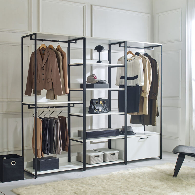 Fiona Wood and Metal Walk-in Closet with Five Shelves