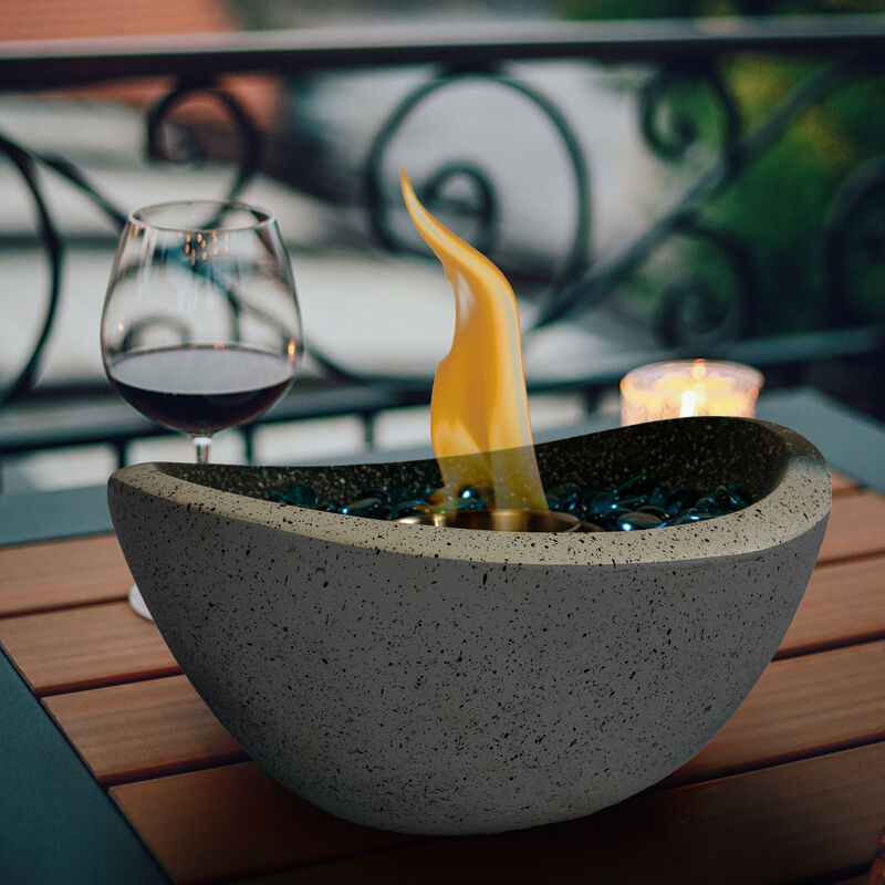 Tabletop Fire Pit with Mixed Color, Outdoor & Indoor Fire Pit, Portable Concrete Fire Pit, Personal Ethanol Fireplace, Outdoor Tabletop Fire Pit, Mini Fire Pit Smokeless Fire Bowl