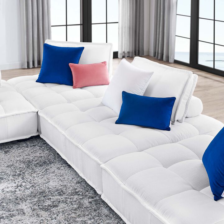 Saunter Tufted Fabric 4-Piece Sectional Sofa White