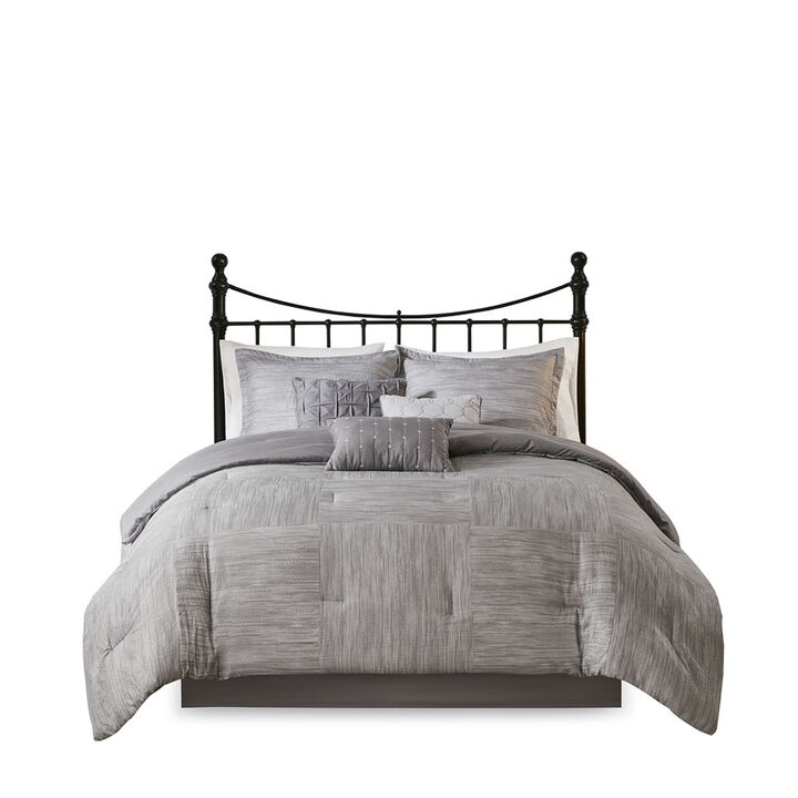 Gracie Mills Tabatha Modern 7-Piece Printed Seersucker Comforter Set