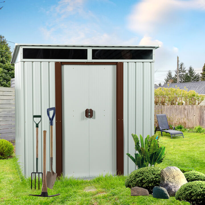 Hivvago 6ft x 5ft Outdoor Storage Shed for Garden with Lockable Sliding Door