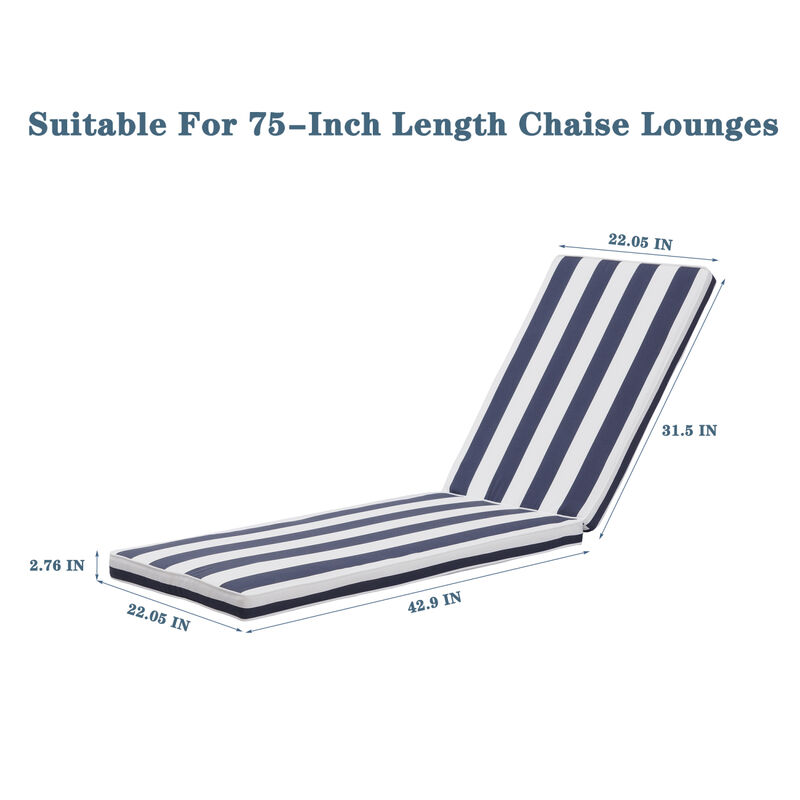 2 Pieces Set Outdoor Lounge Chair Cushion Replacement Patio Furniture Seat Cushion Chaise Lounge