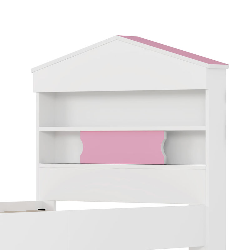 Merax 3-Pieces Bedroom Bed Nightstand and Stroage Rack Sets