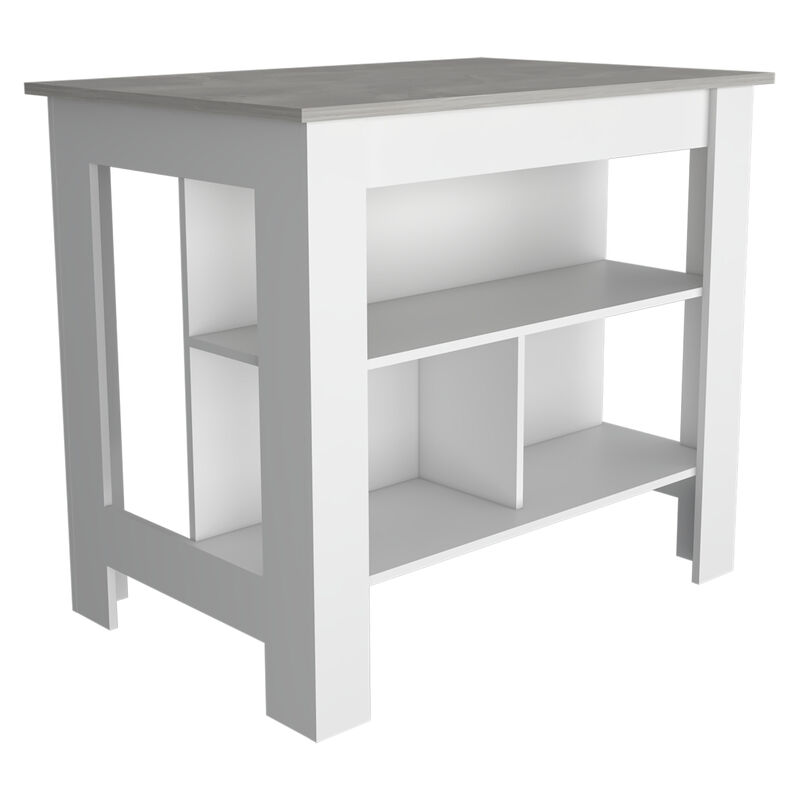 Kitchen Island Dozza, Kitchen, White / Ibiza Marble Color Finish