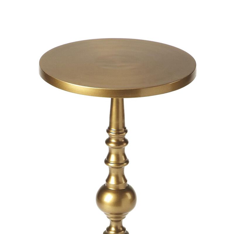 Antique Gold Pedestal End Table, Belen Kox