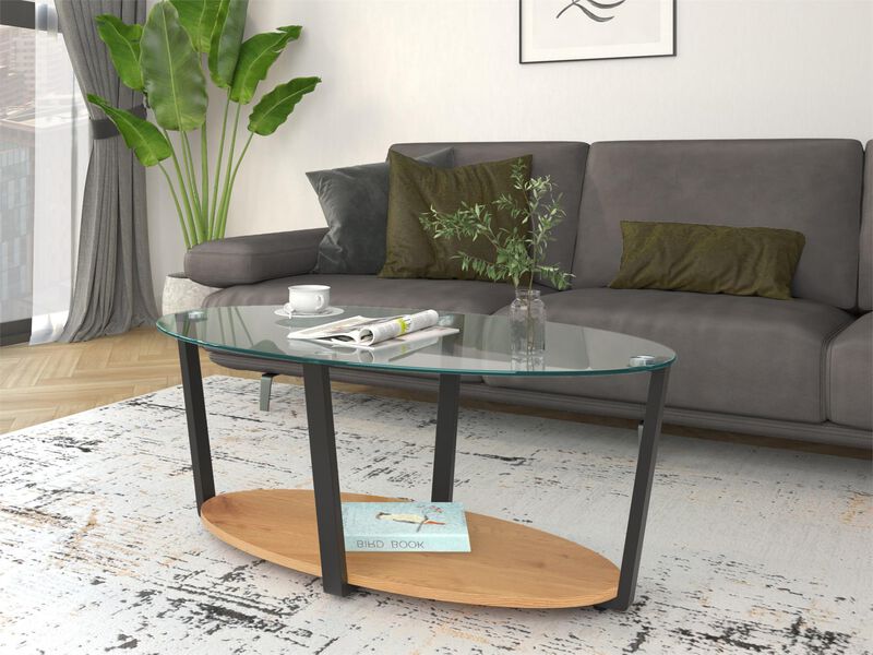 Nessa Oval Coffee Table with Glass Top