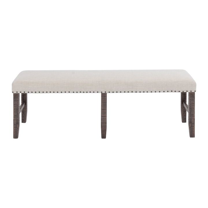 Jofran Willow Creek Distressed Solid Wood Upholstered Dining Bench