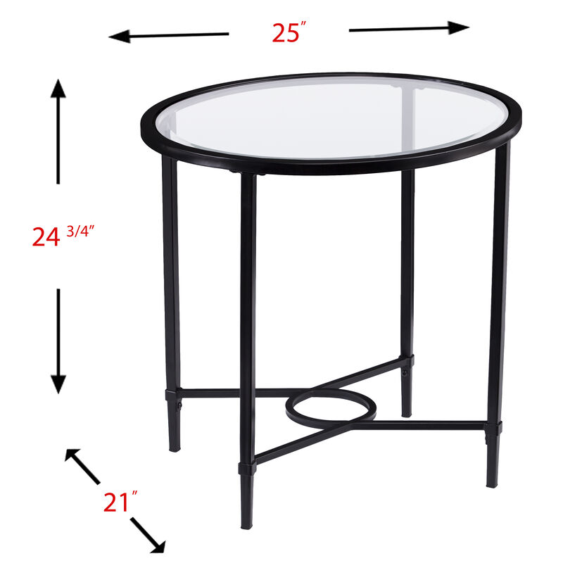 Quinton Metal/Glass Oval Side Table