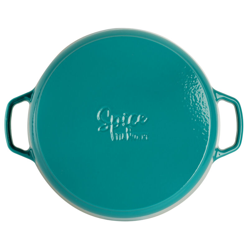 Spice By Tia Mowry Savory Saffron 6 Quart Enameled Cast Iron Dutch Oven with Lid in Teal